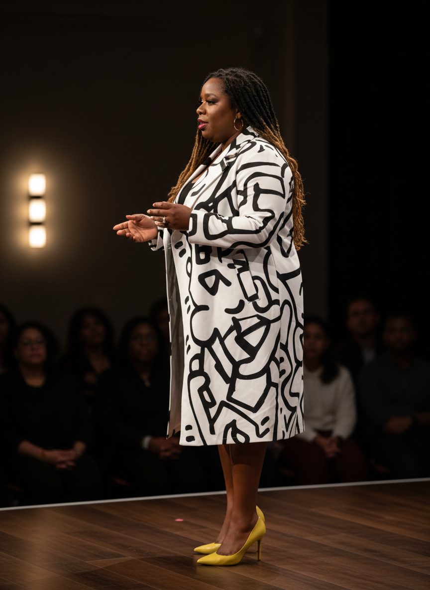 Confident thought leader speaking on stage to an engaged audience